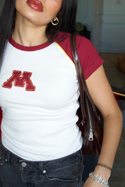 Minnesota Embroidered Raglan Tee