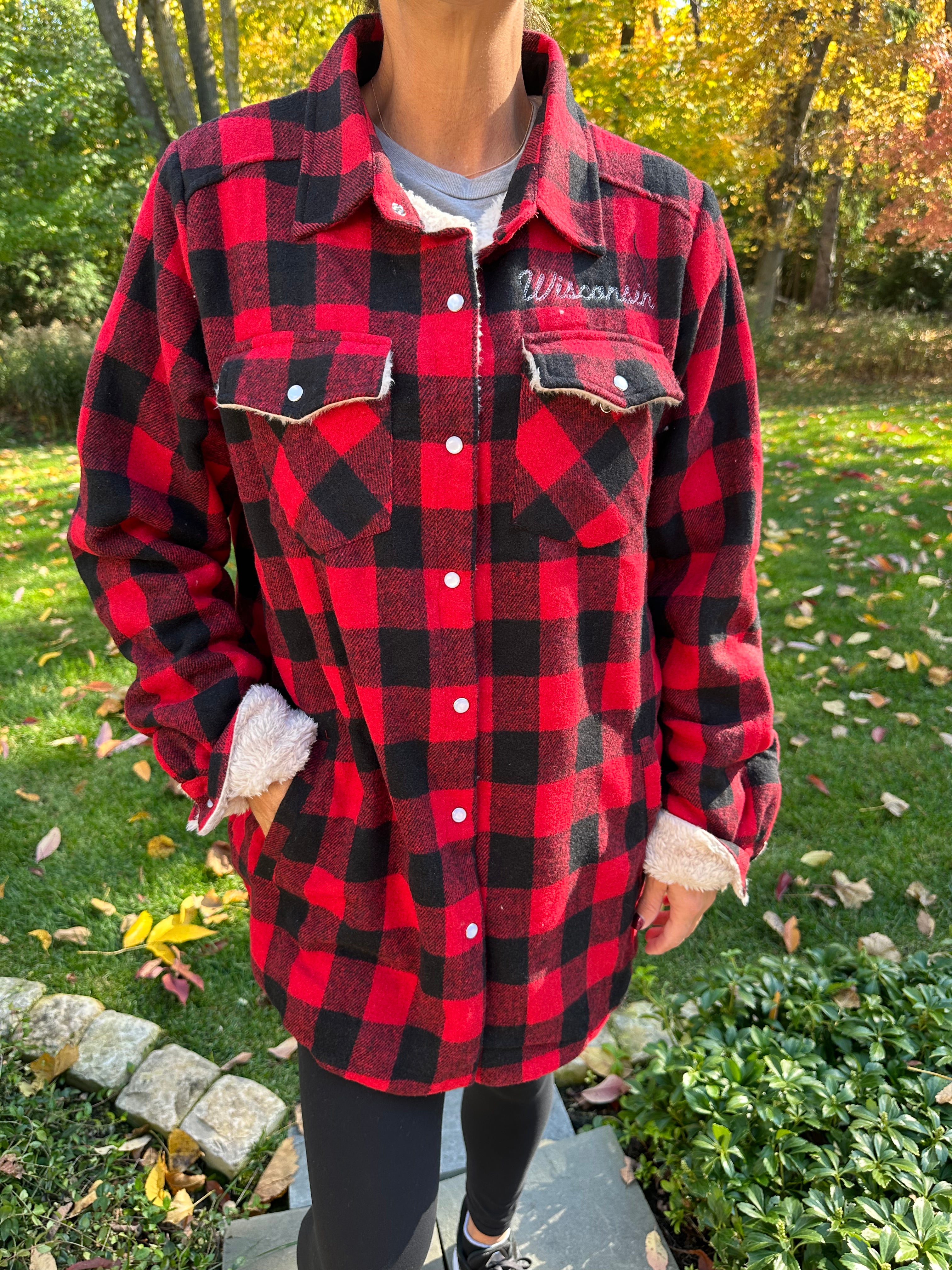 Wisconsin Plaid Sherpa Shacket