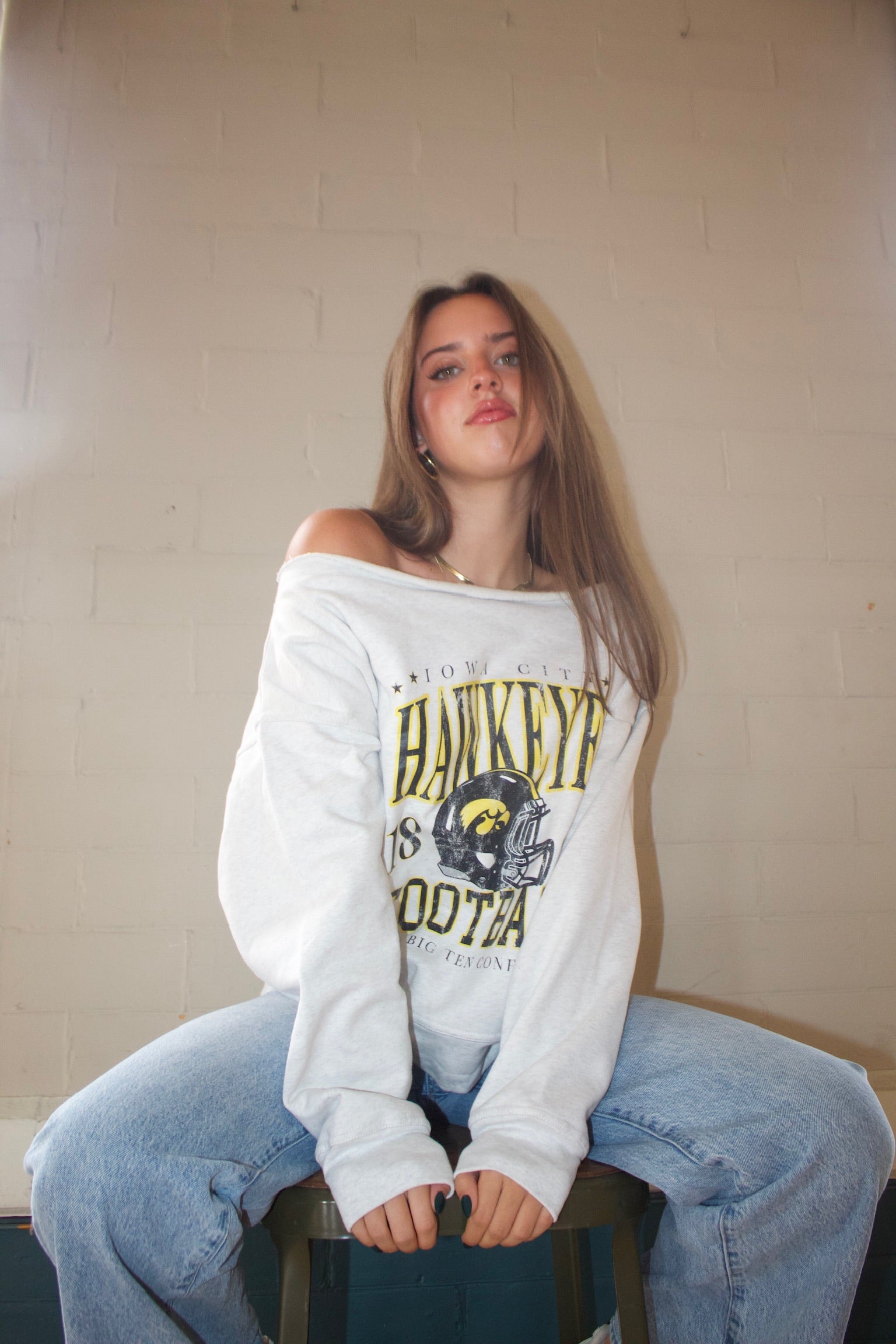 Iowa Football Off Shoulder Crew