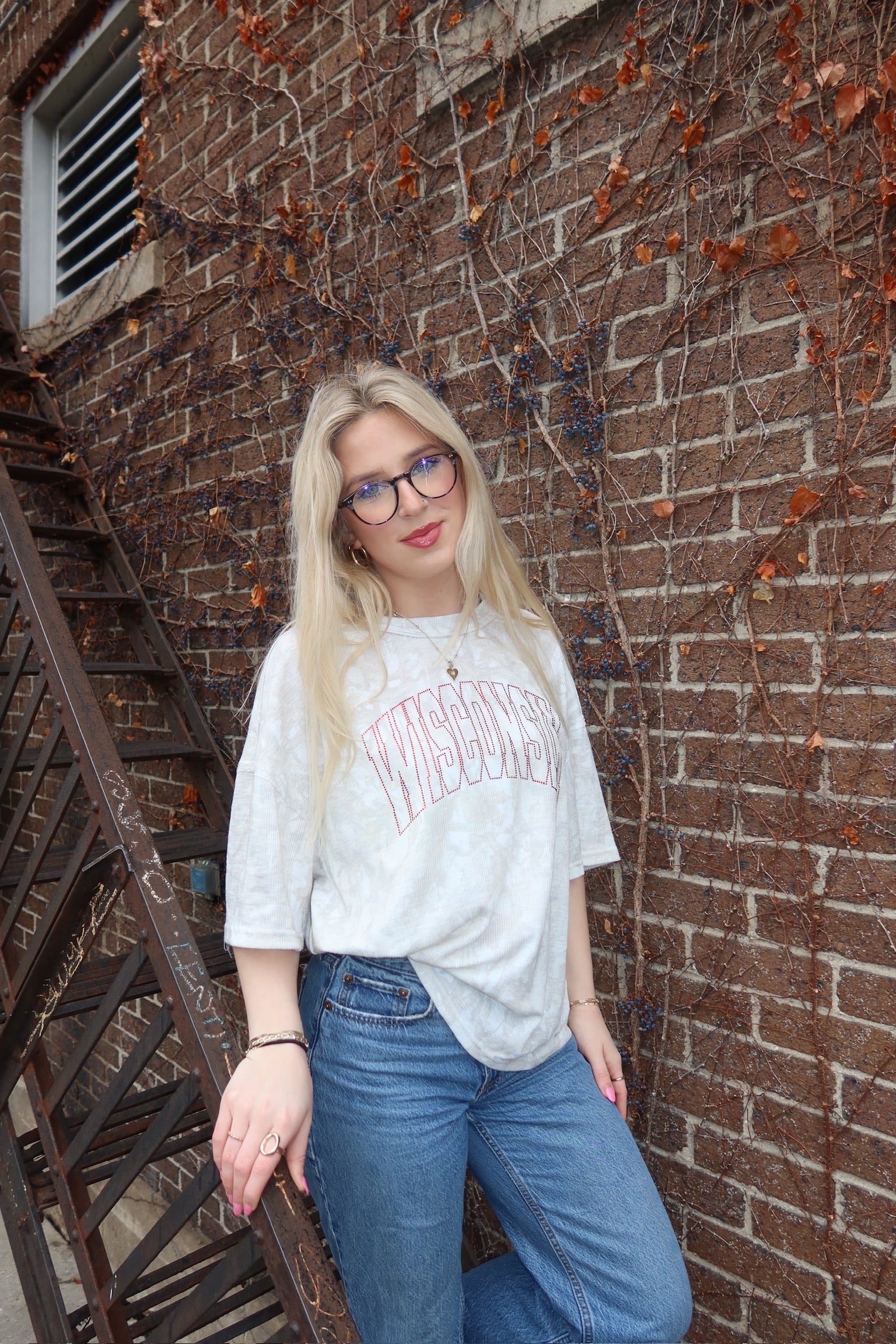 Wisconsin Rhinestone Camo Oversized Tee