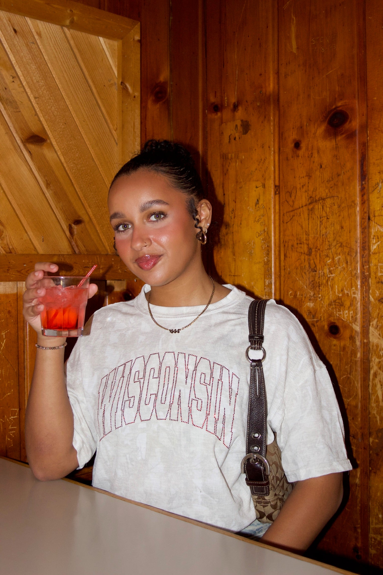 Wisconsin Rhinestone Camo Oversized Tee