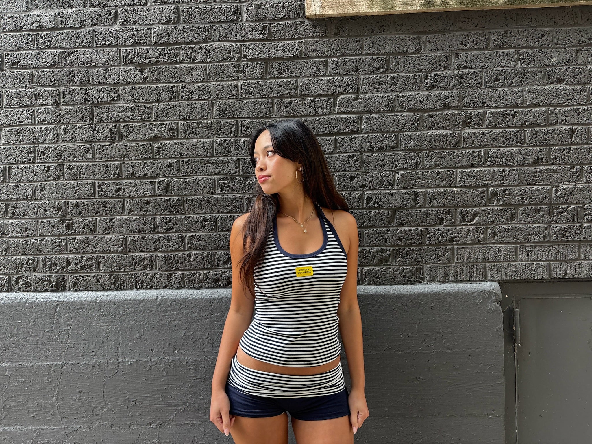Stripe Foldover Mini Shorts