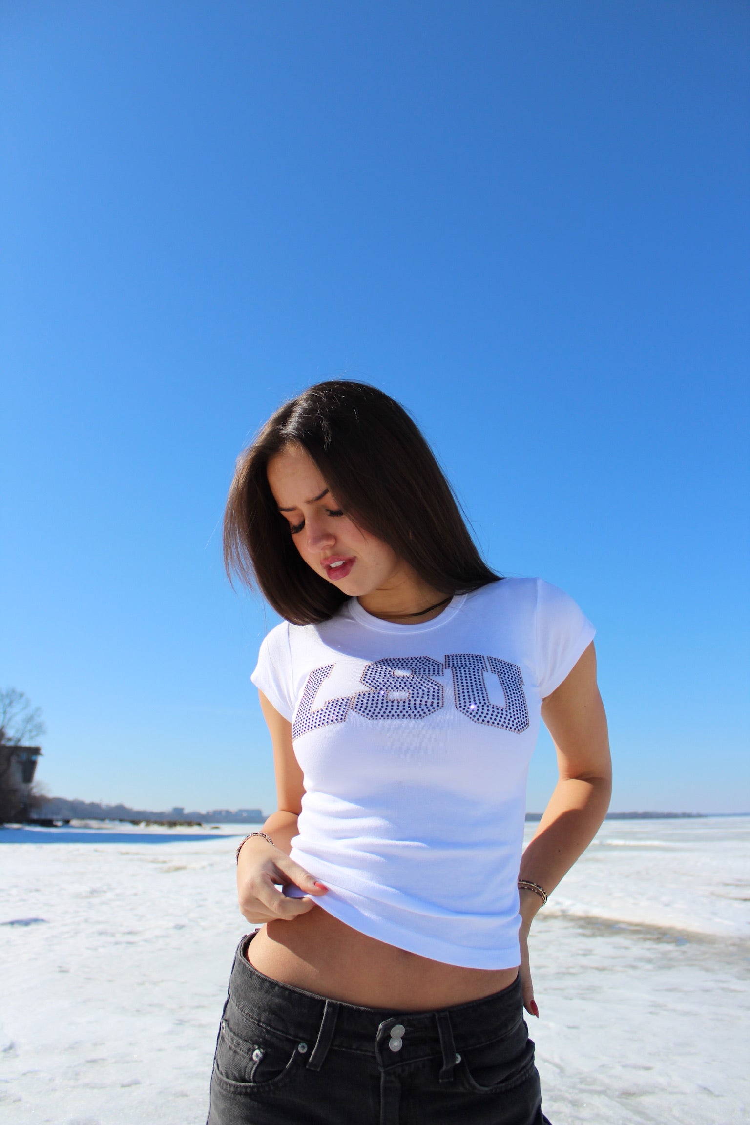 LSU Arch Rhinestone Heritage Tee