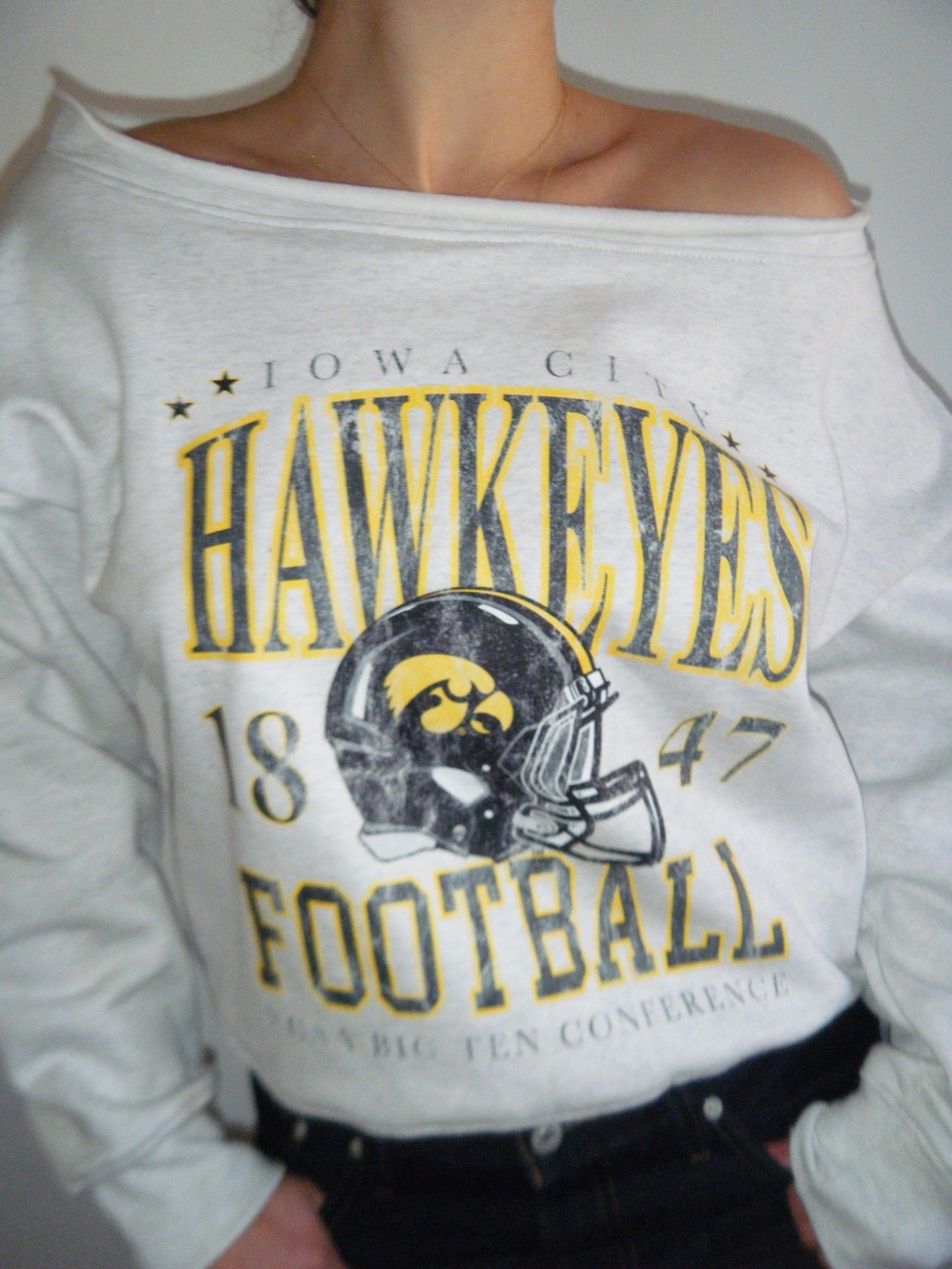 Iowa Football Off Shoulder Crew