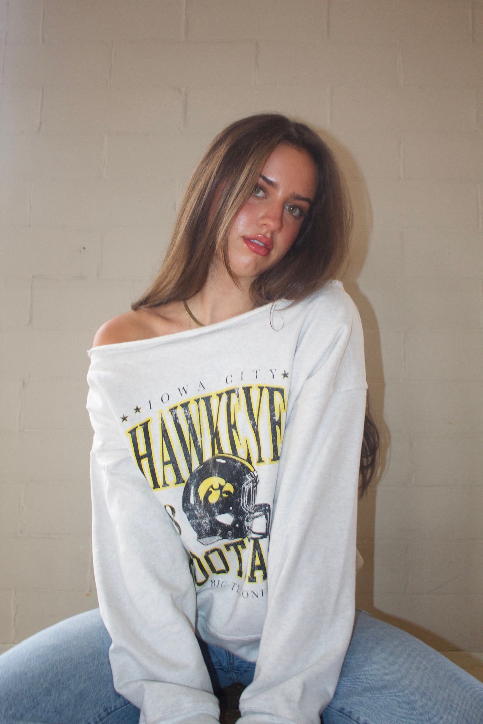 Iowa Football Off Shoulder Crew