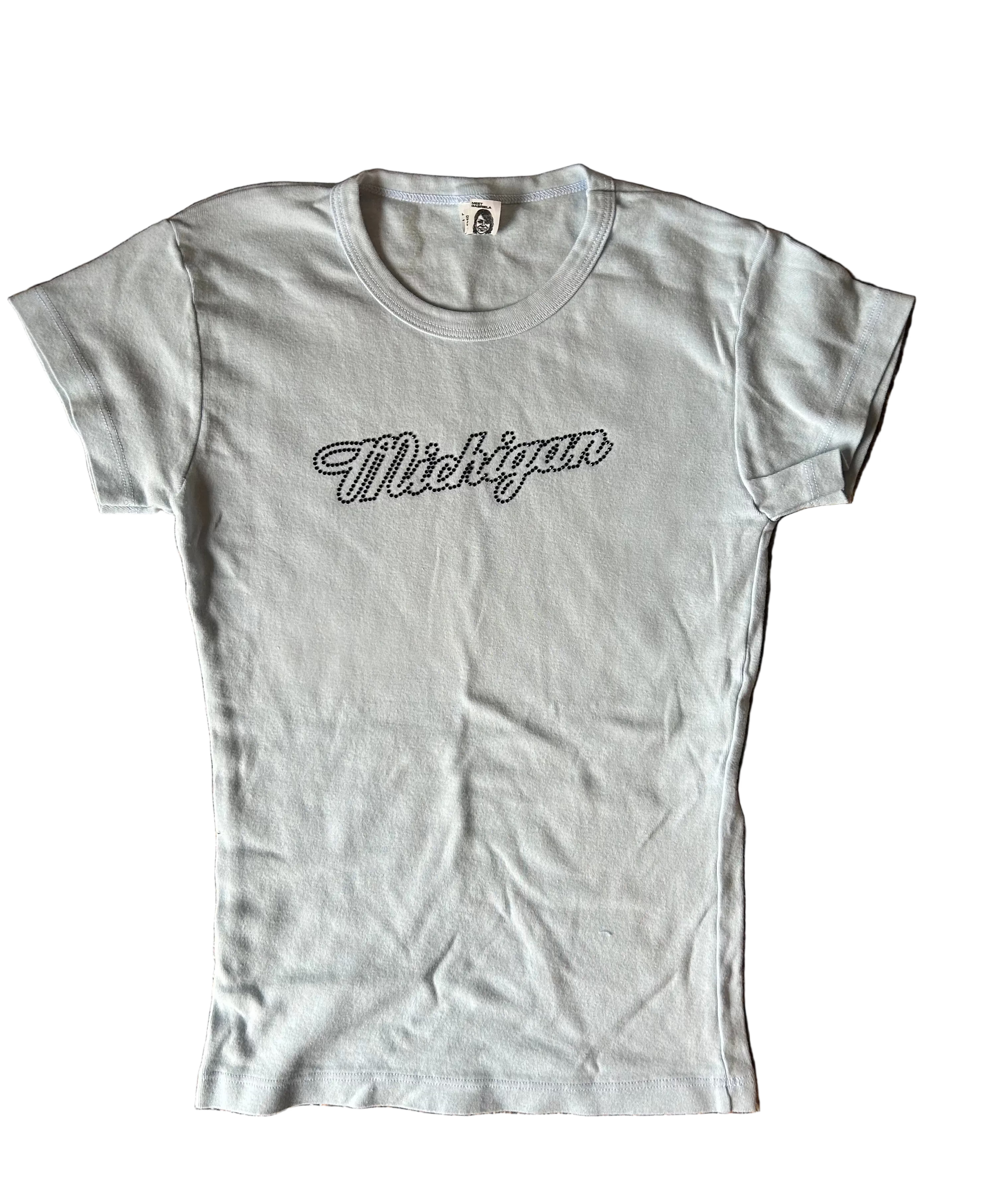 Michigan Script Rhinestone Heritage Tee