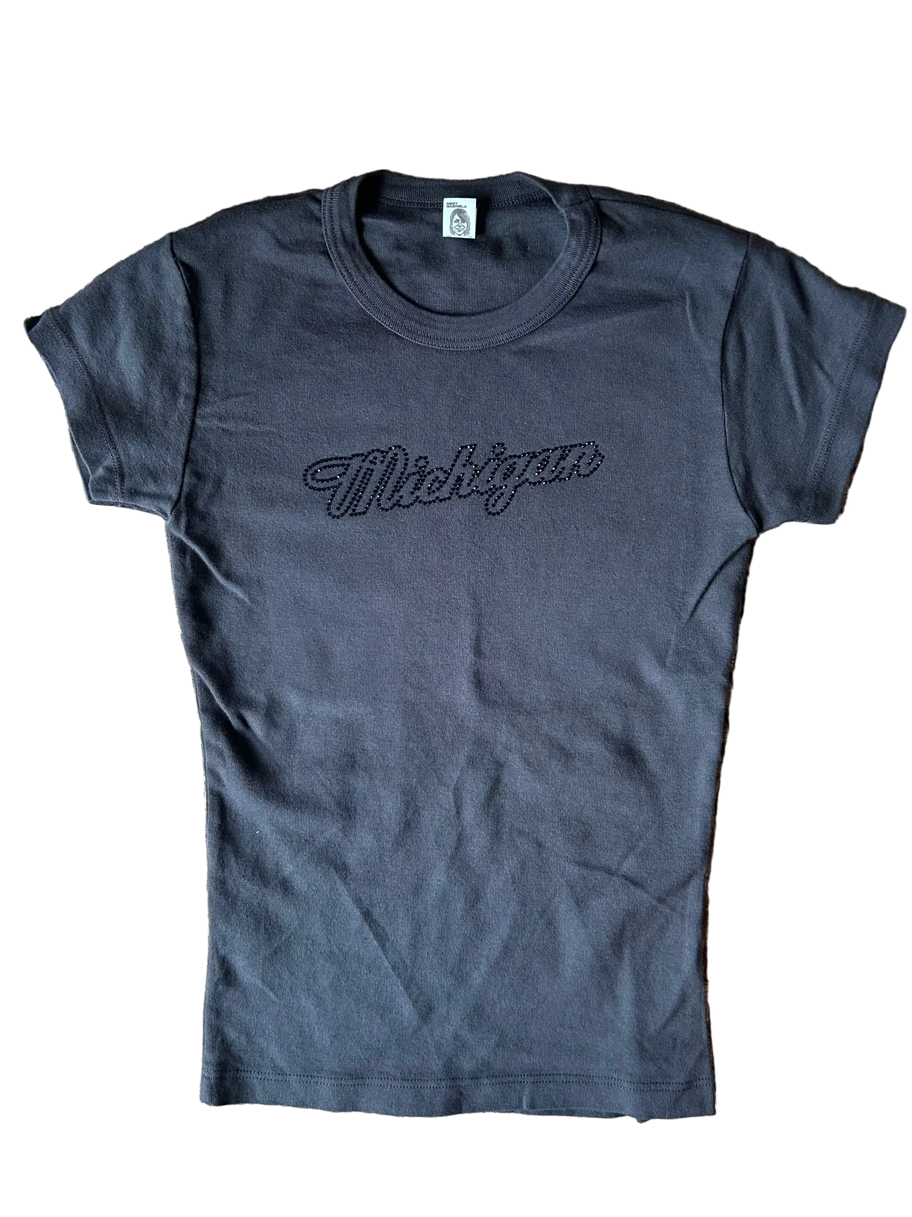 Michigan Script Rhinestone Heritage Tee