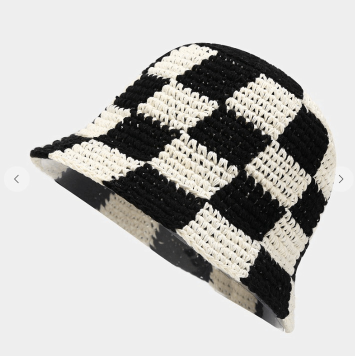 Crochet Checkered Bucket Hat