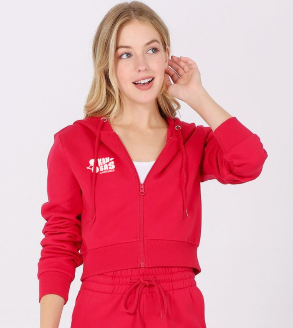 Kansas Cherry Cropped Zip Up