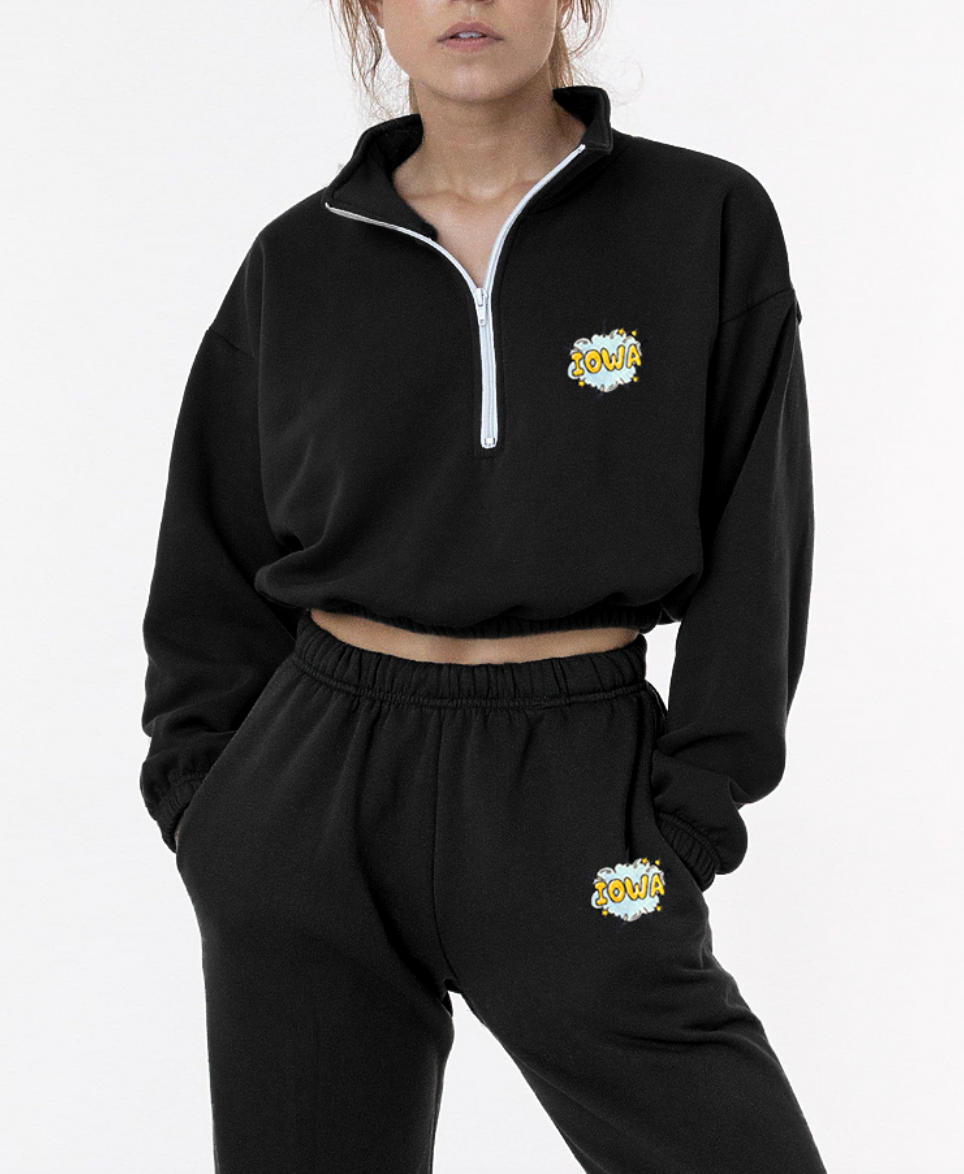 Iowa Burst Cropped Half Zip