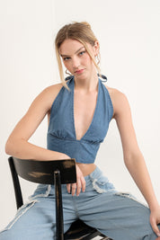 Denim Halter Top