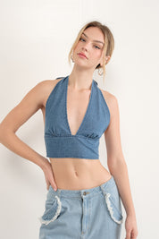 Denim Halter Top