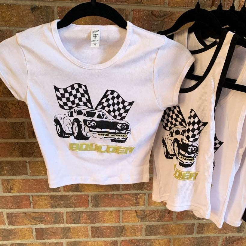 Boulder Race Car Baby Tee