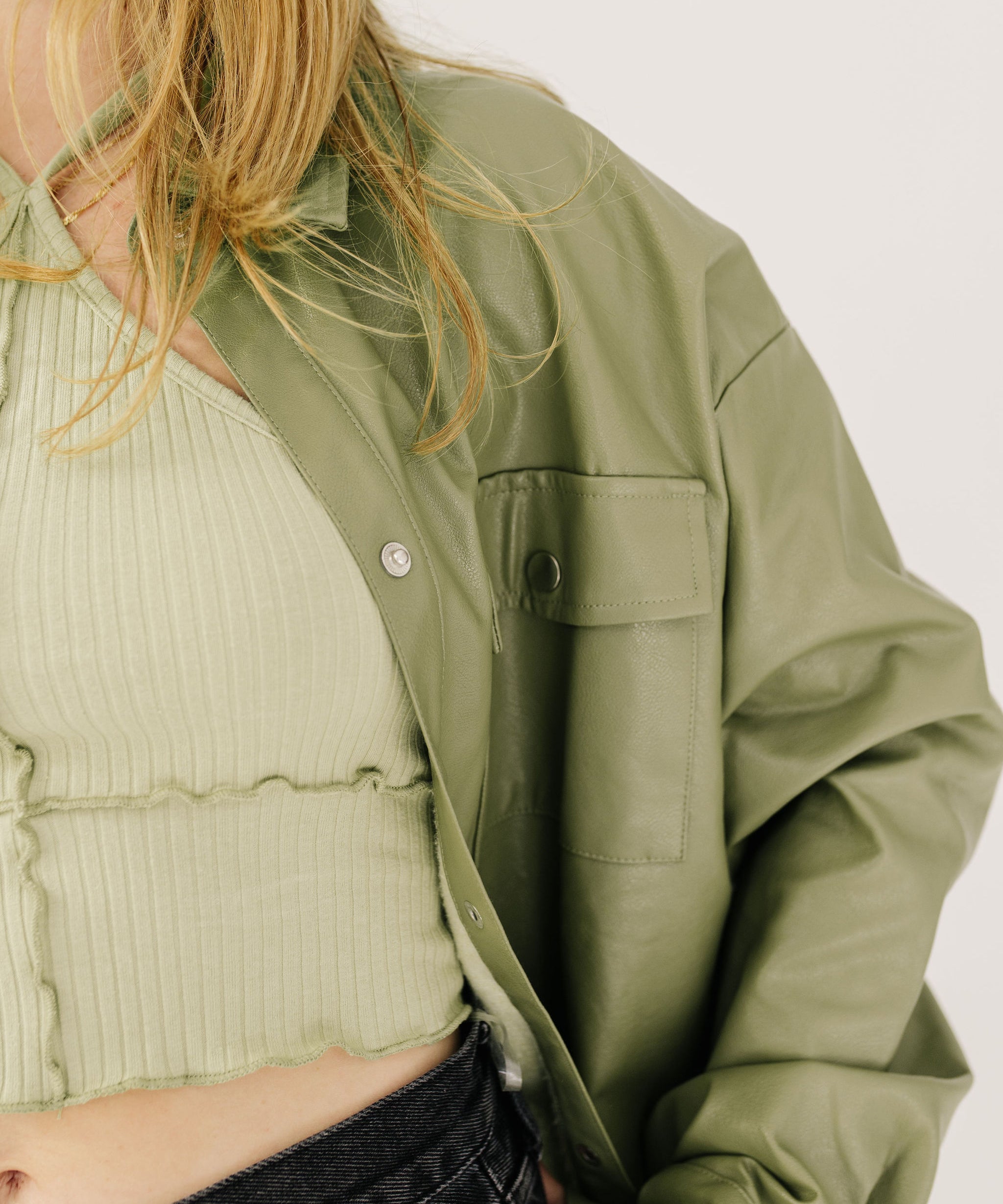 Falling For You Leather Shacket - Recess Apparel LLC
