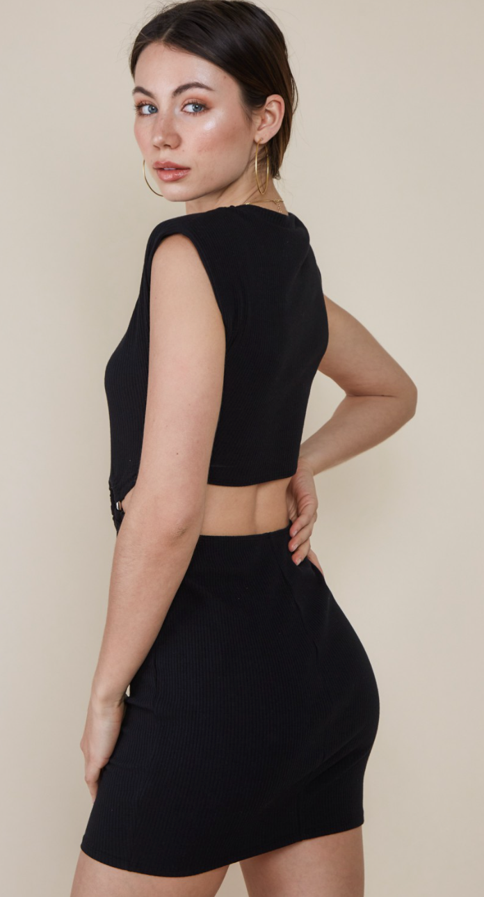 O Ring Cut Out Dress - Recess Apparel LLC