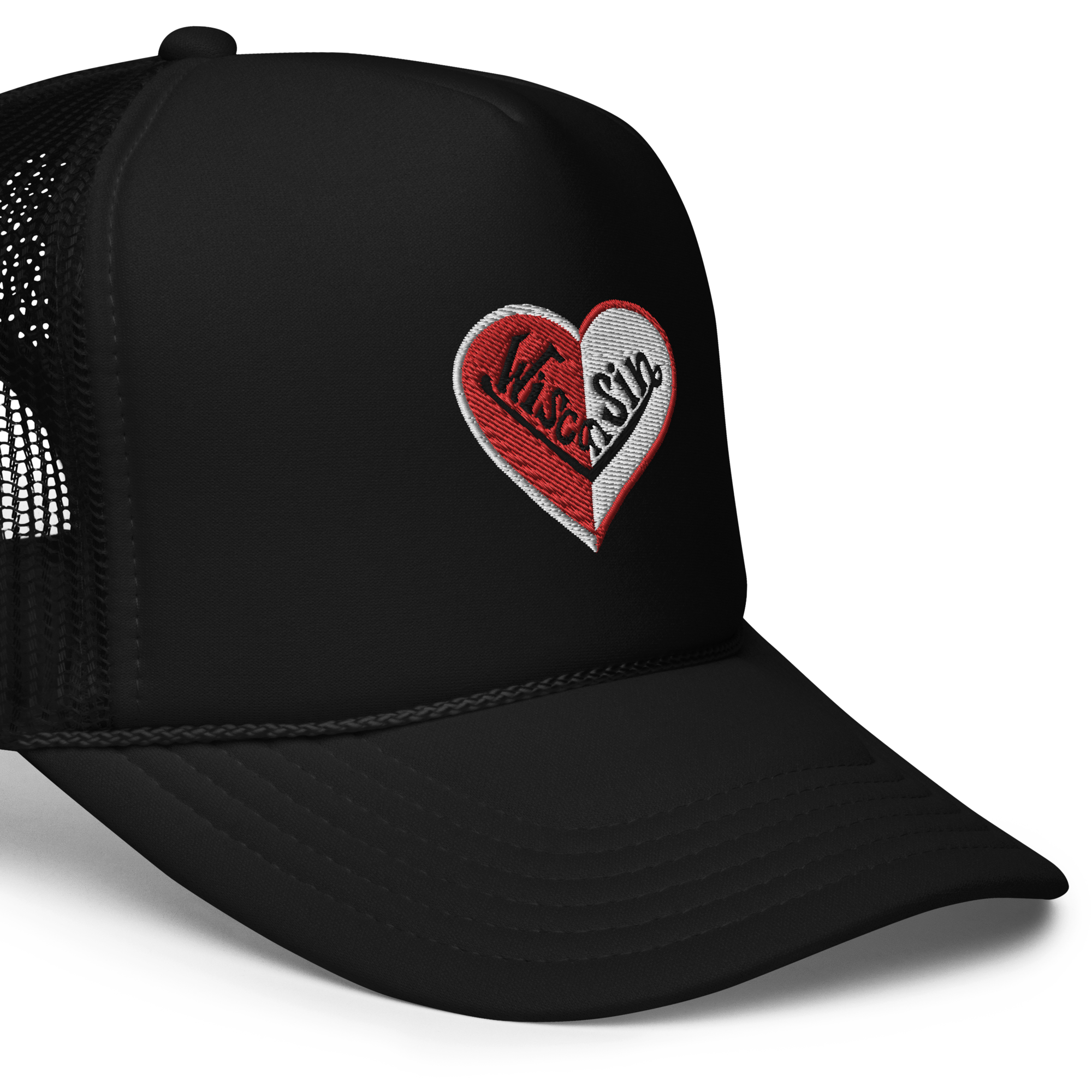 Wisconsin Split Heart Trucker Hat
