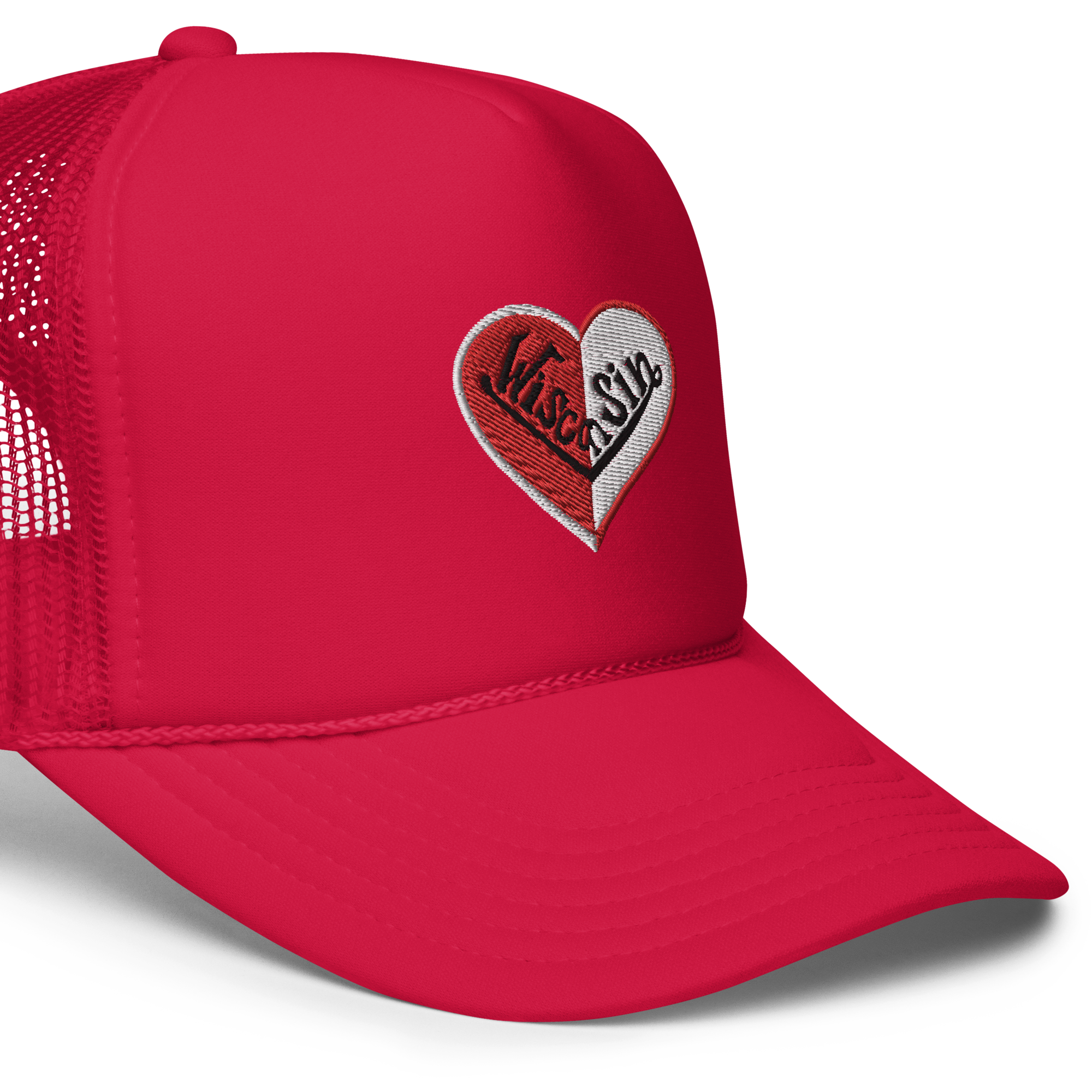 Wisconsin Split Heart Trucker Hat