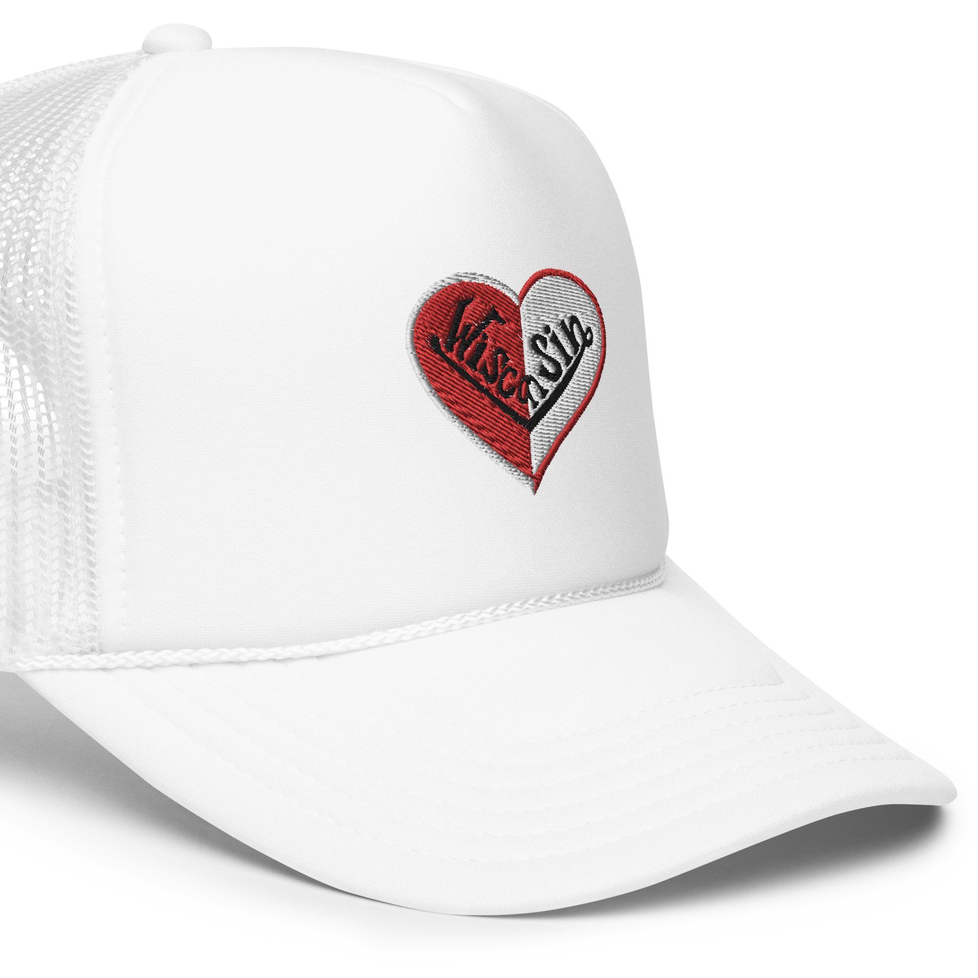 Wisconsin Split Heart Trucker Hat