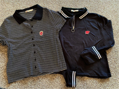 Wisconsin Striped Collared Button Down - Recess Apparel LLC